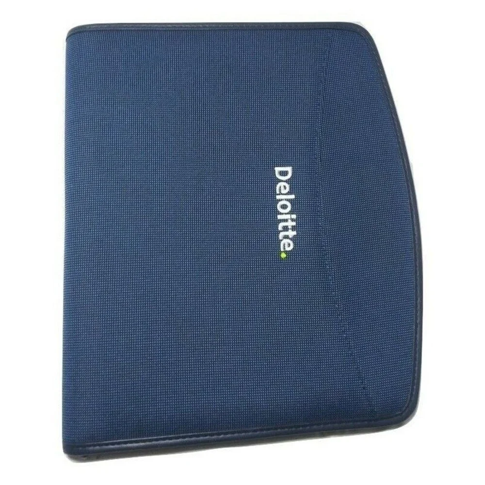 Deloitte Logo Embossed Blue Microfiber Portfolio Padfolio